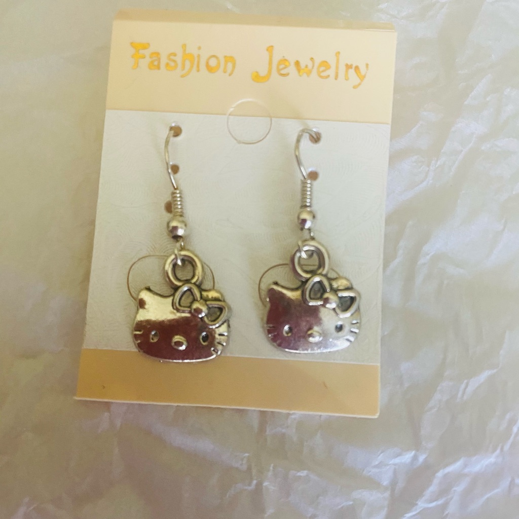 Silver Miss Kitty Earrings Brand New